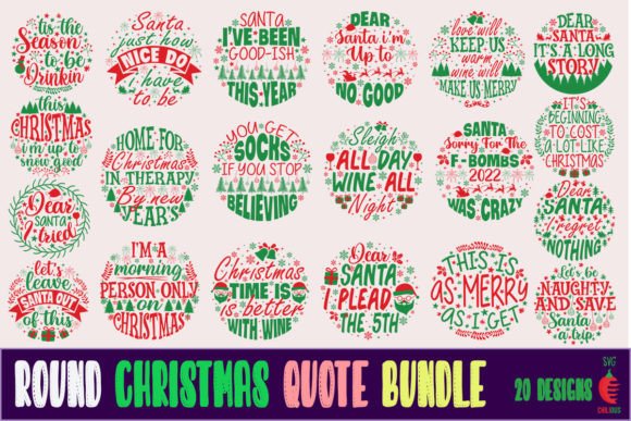 Christmas Round SVG Design Bundle for Graphics and Crafts