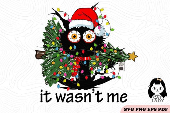 Funny Cat Christmas Quotes SVG PNG for Graphics & Crafts