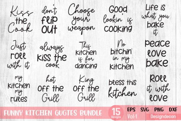 Funny Kitchen Quotes Bundle Svg Vol.1 for Graphics and Crafts