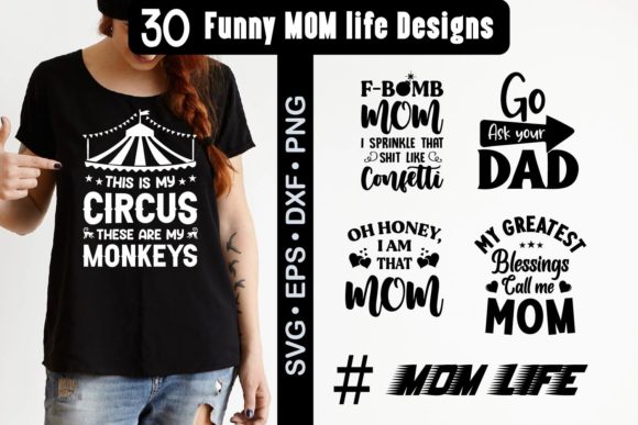 Funny Mom Life Quotes SVG Bundle for Crafts and Graphics