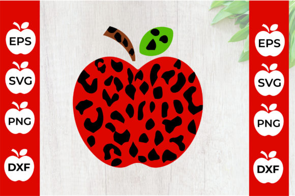 Leopard Apple Teacher Graphics for Crafts and Design